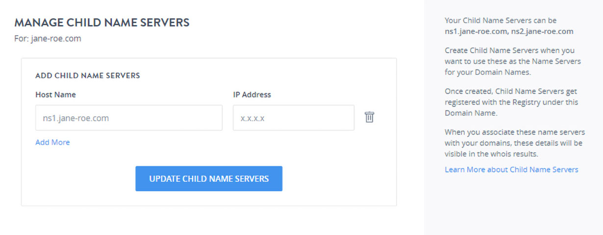 update-child-nameserver